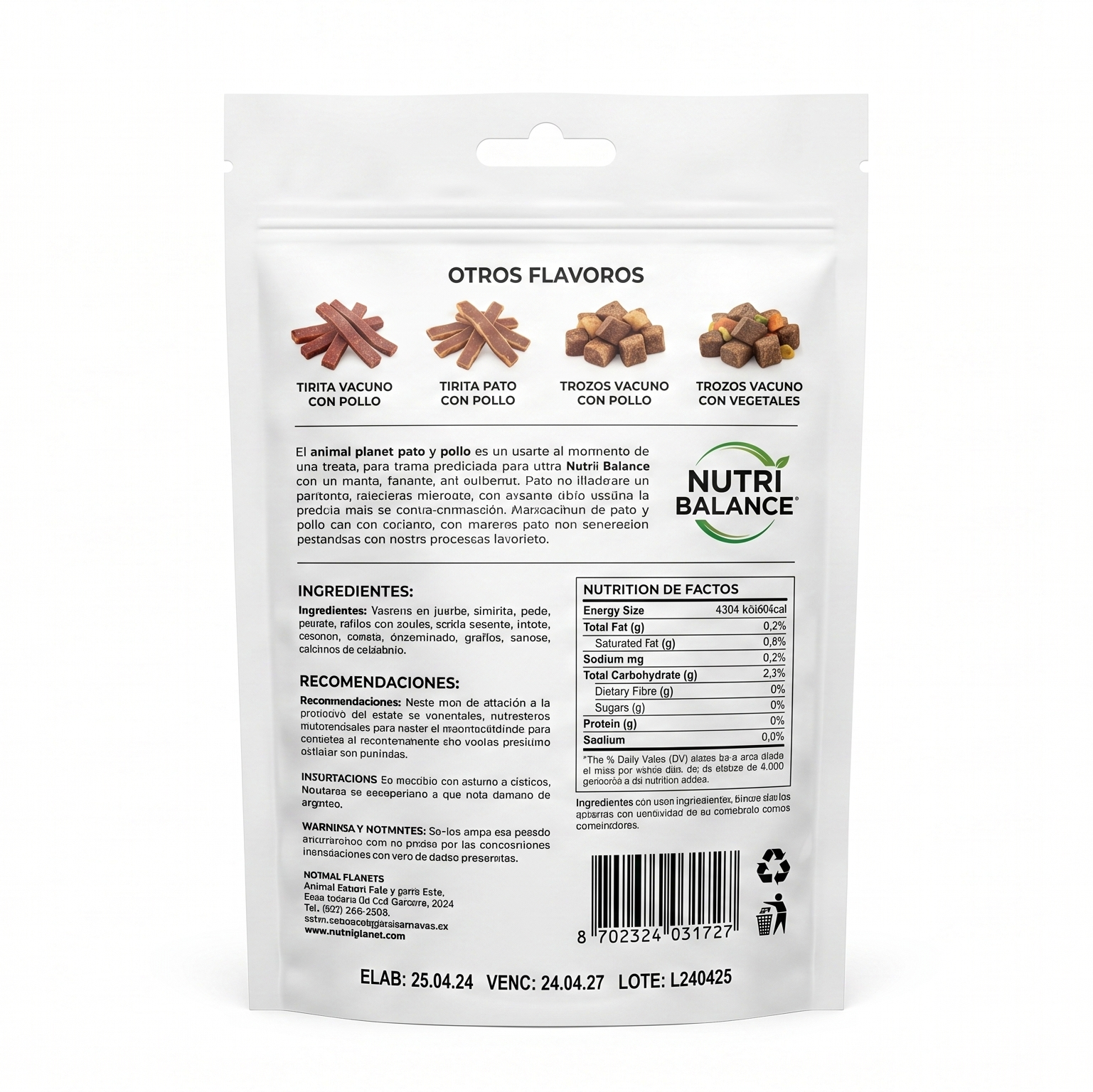 Snack perro sabor pato y pollo