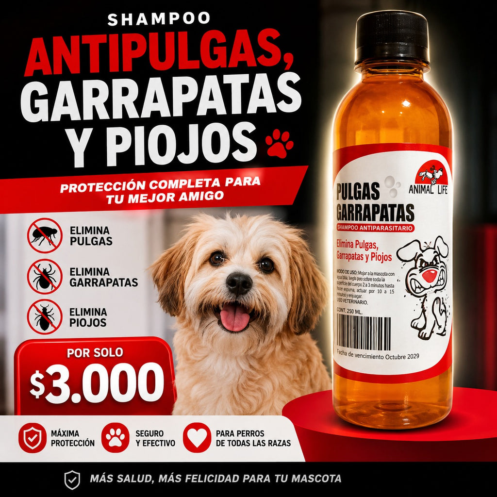 Shampoo antipulgas, garrapatas y piojos